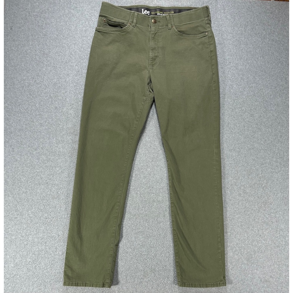 Lee Pants Extreme Motion Mens 36x33 Olive Green Casual Workwear